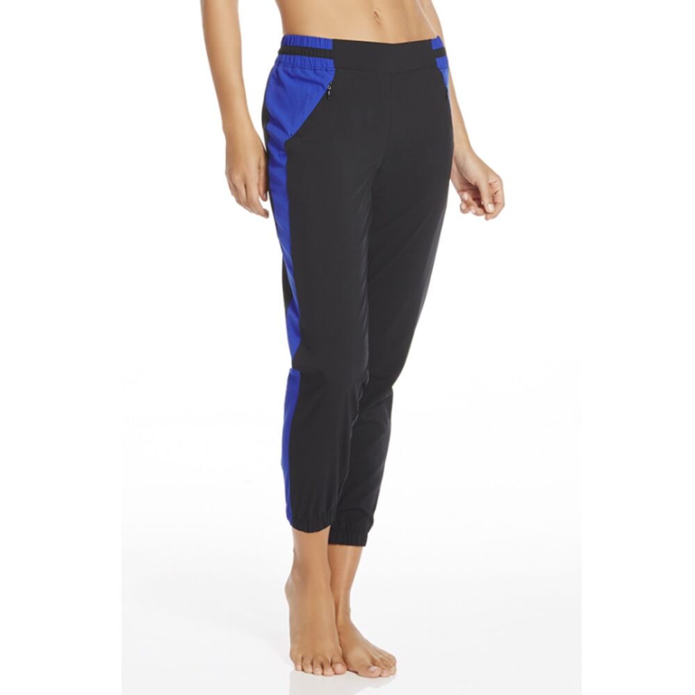 Fabletics Windsor Black Blue Lightweight Jogger Stretchy Waist Pocket Pants Sz M